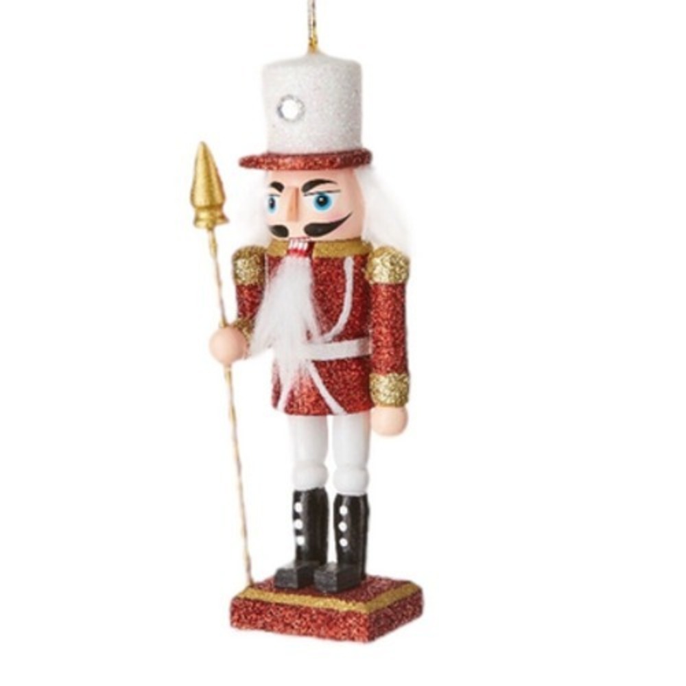 Nutcracker Ornament 4.5 in Red Gold Christmas Tree Ornament Rhinestone Crown New